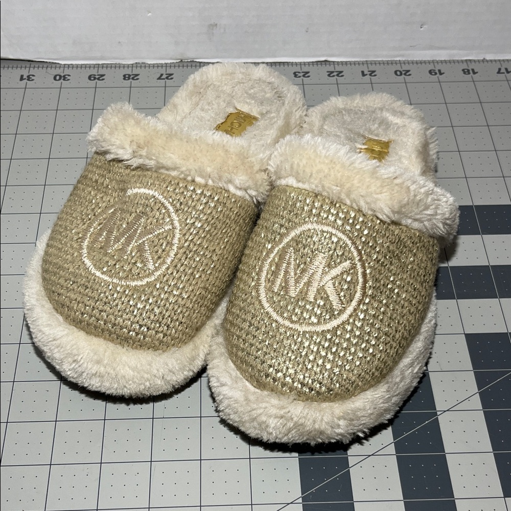 Michael Kors Gold and Cream Slippers